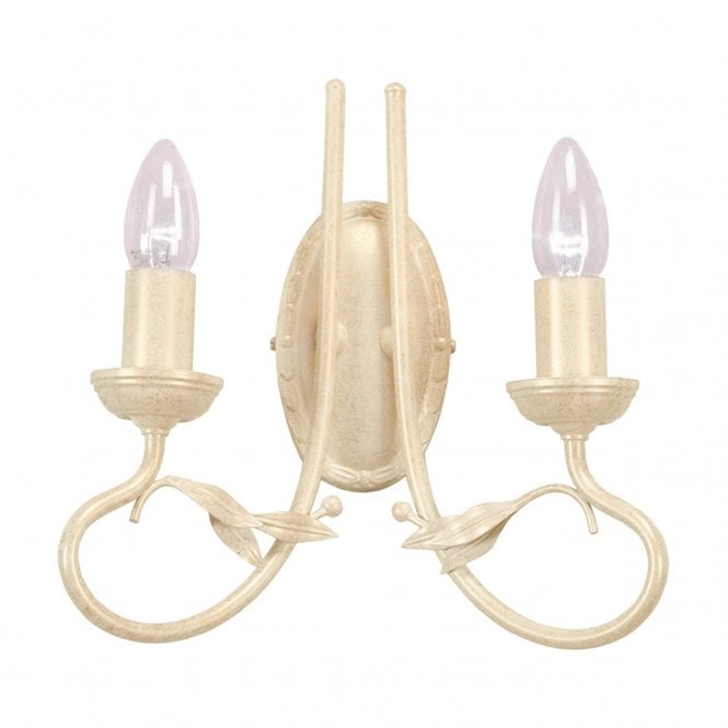 OLIVIA Handmade in UK Twin Wall Light Organic Leaves Decoration Ivory Gold