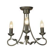 Small Dual Mount Black Gold Chandelier 