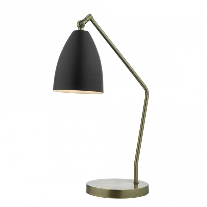 OLLY antique brass desk lamp with matte black shade