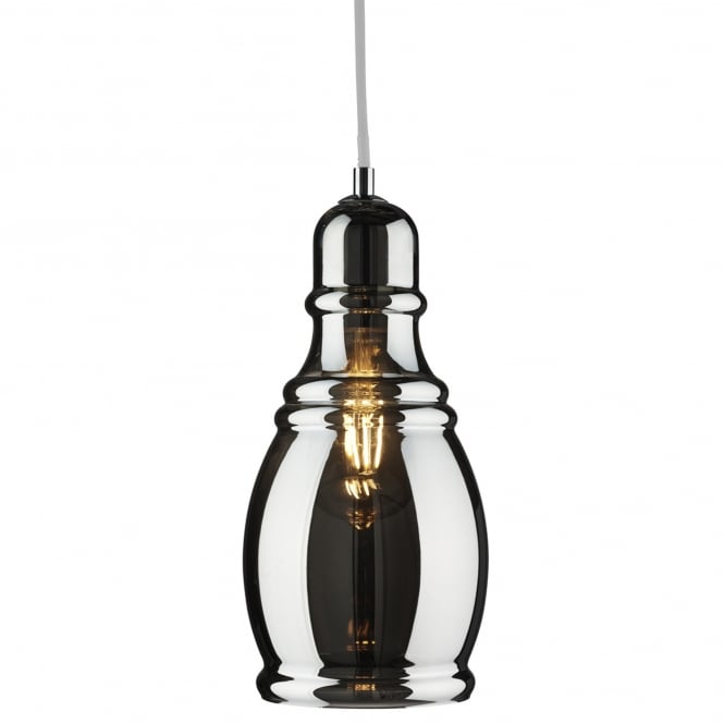 OLSSON smokey glass ceiling pendant with polished chrome suspension**LIMITED STOCK**