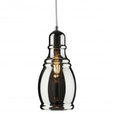 single smokey glass and chrome ceiling pendant
