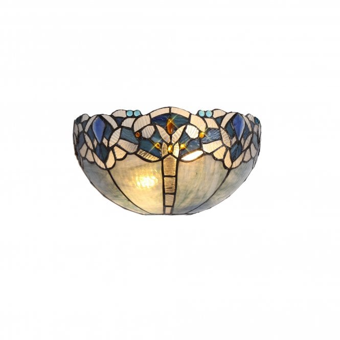 OMARI 2 light blue and clear glass Tiffany style wall washer light