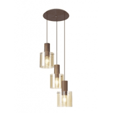 Ombre 3 Light Spiral Cluster Pendant in Mocha with Ombre Glass