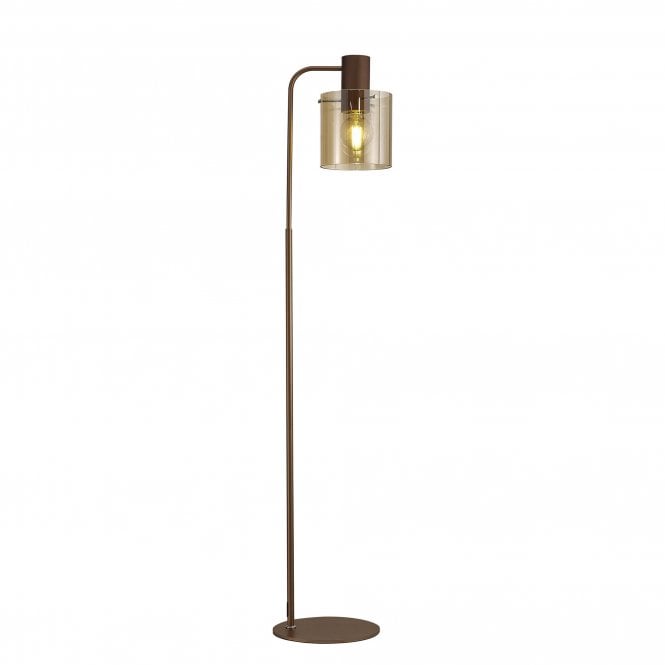 OMBRE Large Floor Lamp | 1 Light E27 | Mocha and Amber Glass