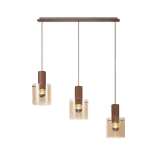 OMBRE Linear Pendant 3 Light Ceiling Pendant Bar Mocha and Clear Glass Ombre Style