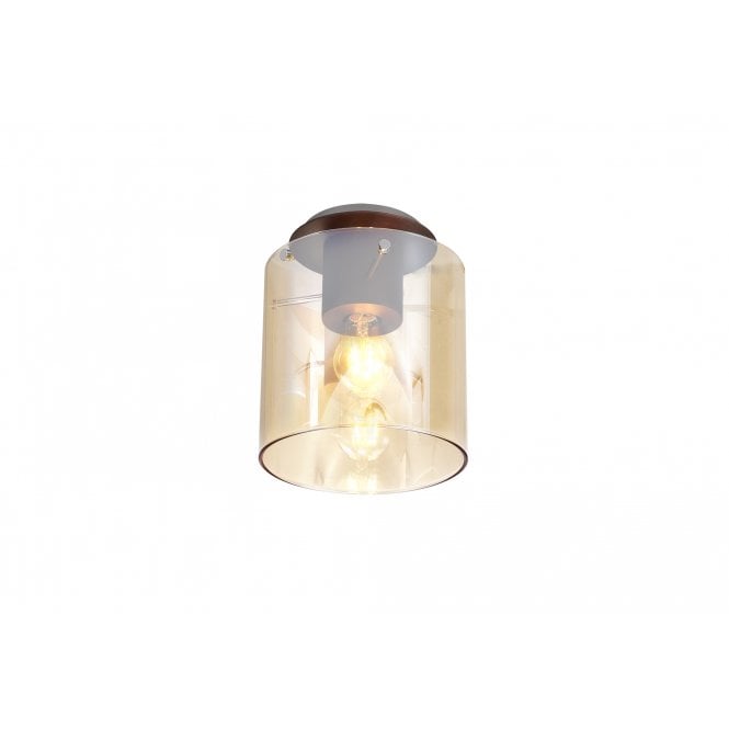 OMBRE Mocha Flush Ceiling Light with Clear Fade Glass