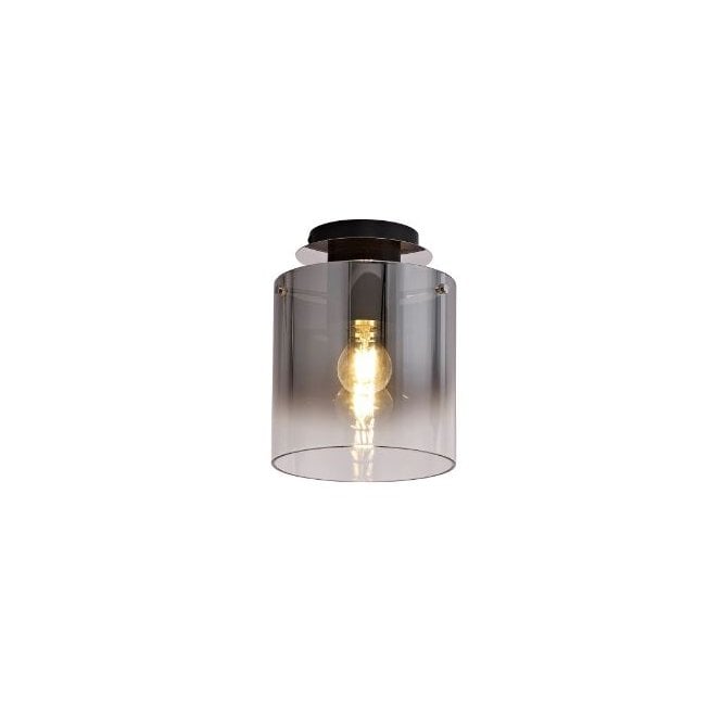Ombre Semi-Flush Ceiling Light Black with Smoke Fade Glass