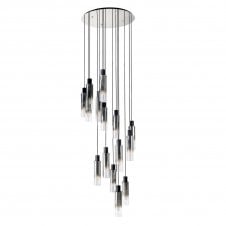 OMBRE Slim 15 Light Ceiling Pendant Cluster in Black with Clear Fade Glass