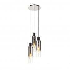 OMBRE Slim 3 Light Ceiling Pendant Cluster in Black with Clear Fade Glass
