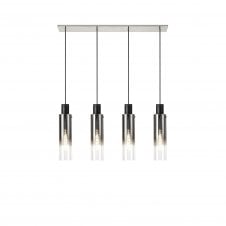 OMBRE Slim 4 Light Ceiling Pendant Bar in Black with Clear Fade Glass