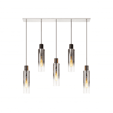 OMBRE Slim 5 Light Ceiling Pendant Bar in Black with Clear Fade Glass