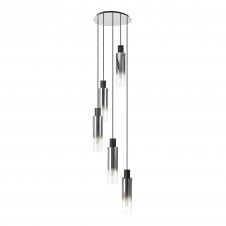 OMBRE Slim 5 Light Ceiling Pendant Cluster in Black with Clear Fade Glass