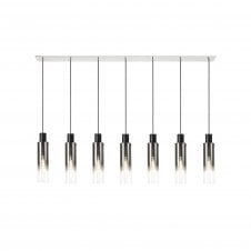 OMBRE Slim 7 Light Ceiling Pendant Bar in Black with Clear Fade Glass