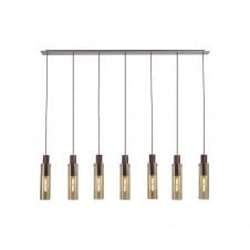OMBRE Slim Linear Pendant | 7 Light Adjustable | Mocha and Amber Glass