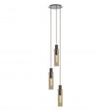 OMBRE Slim Round Pendant | 3 Light Adjustable E27 | Mocha and Amber Glass