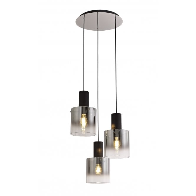 OMBRE Smoke 3 Light Ceiling Pendant Cluster Black, Smoke, Clear Ombre Style