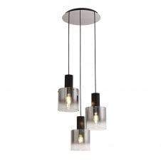 OMBRE Smoke 3 Light Ceiling Pendant Cluster Black, Smoke, Clear Ombre Style