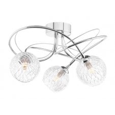 3 Light Semi Flush Ceiling Fixture In Chrome With GL9 Inner Wire Glass Globe Shade Return to Products Edit Product