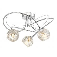 3 Light Semi Flush Ceiling Fixture In Chrome With GL5 Twisted Open Glass Shade Return to Products Edit Product