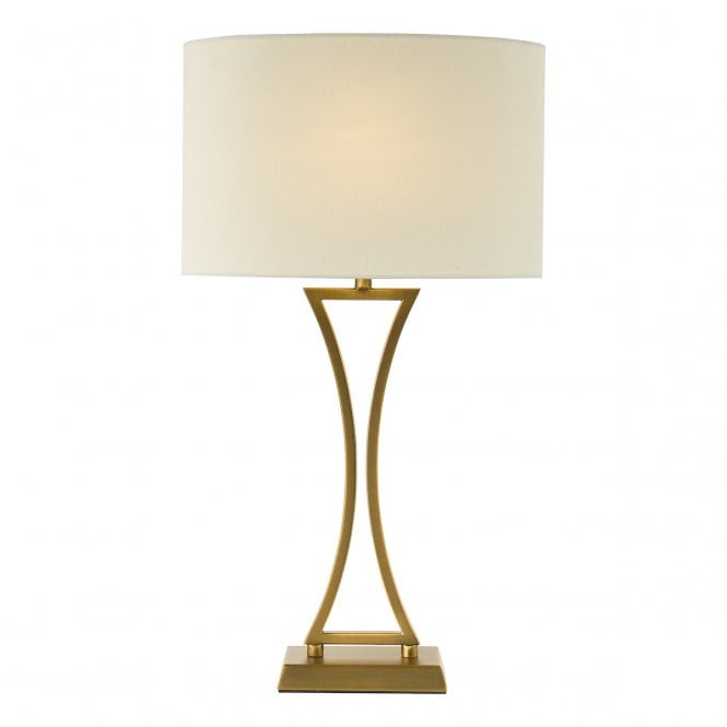 Oporto Table Lamp Aged Brass with Ivory Oval Shade