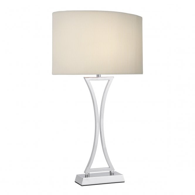 OPORTO Table Lamp in Polished Chrome with Cream Shade