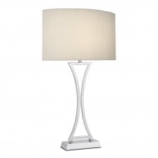 Modern chrome table lamp with cream shade