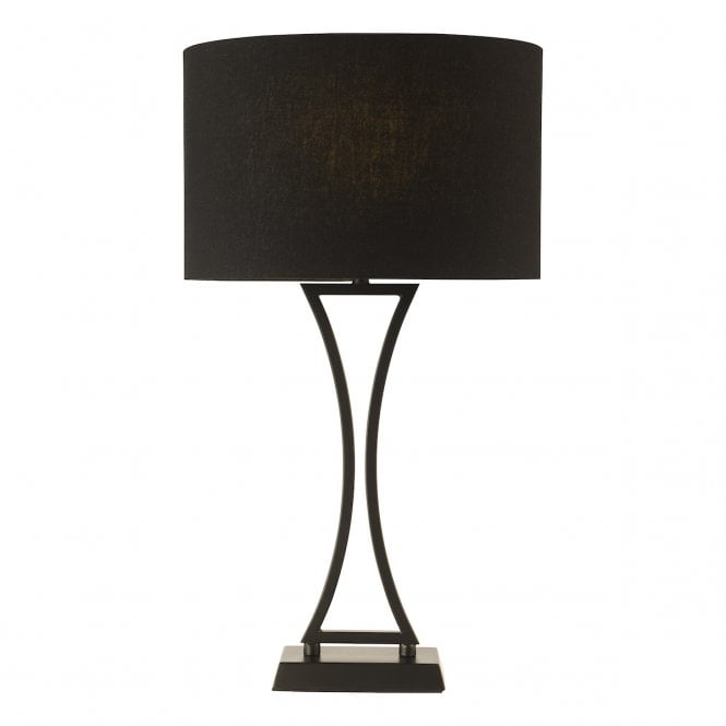 Oporto Table Lamp Matt Black with Black Oval Shade