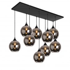 Black Ceiling Pendant Cluster with Silver Globe Shades