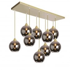 Gold Ceiling Pendant Cluster with Silver Globe Shades