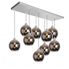Silver Ceiling Pendant Cluster with Silver Globe Shades