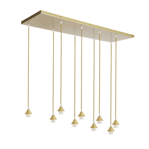 OPT 9 Light Ceiling Pendant Bar Cluster Suspension Gold
