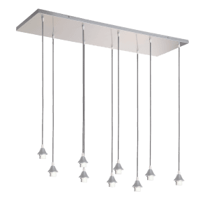 OPT 9 Light Ceiling Pendant Bar Cluster Suspension Silver