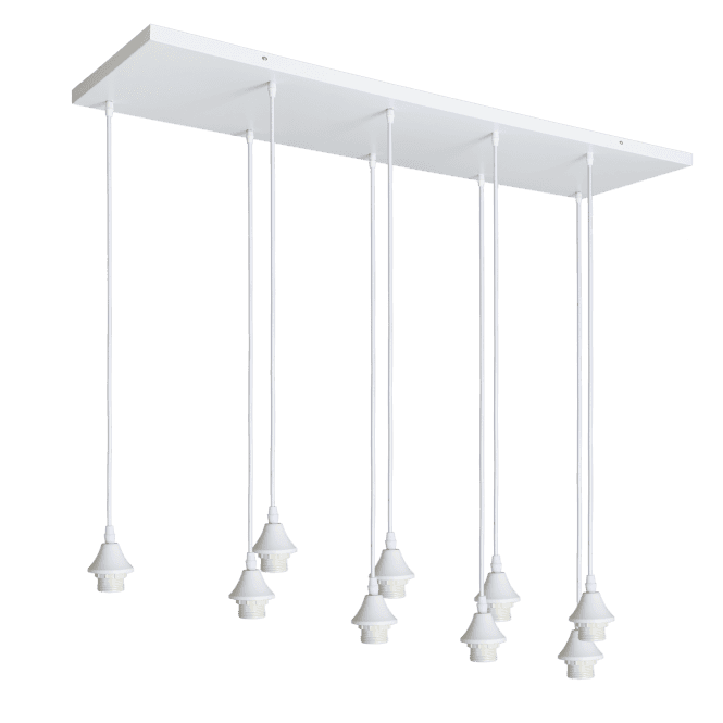 OPT 9 Light Ceiling Pendant Bar Cluster Suspension White