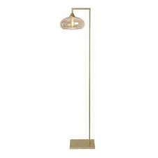 OPT Right Angled Floor Lamp Gold with Convex Cap Glass Amber Shade