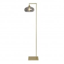 OPT Right Angled Floor Lamp Gold with Convex Cap Glass Smoked Shade