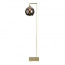 OPT Right Angled Floor Lamp Gold with Globe Glass Silver Shade