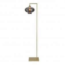 OPT Right Angled Floor Lamp Gold with Mushroom Globe Glass Silver Shade