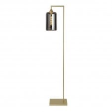 OPT Right Angled Floor Lamp Gold with Narrow Cylinder Glass Silver Shade