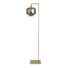 OPT Right Angled Floor Lamp Gold with Short Cylinder Glass Silver Shade