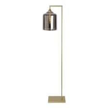OPT Right Angled Floor Lamp Gold with Wide Cylinder Glass Silver Shade