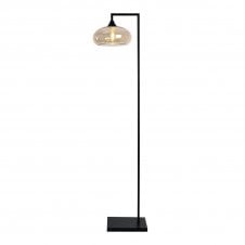 OPT Right Angled Floor Lamp in Black with Convex Cap Glass Amber shade