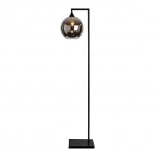 OPT Right Angled Floor Lamp in Black with Globe Glass Silver shade