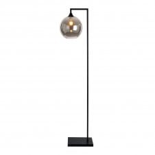 OPT Right Angled Floor Lamp in Black with Globe Glass Smoked shade