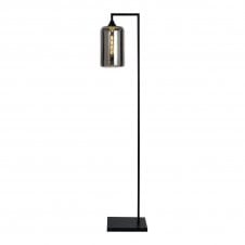 OPT Right Angled Floor Lamp in Black with Narrow Cylinder Glass Silver shade