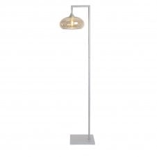 OPT Right Angled Floor Lamp in Silver with Convex Cap Amber Shade