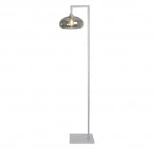 OPT Right Angled Floor Lamp in Silver with Convex Cap Smoked Shade