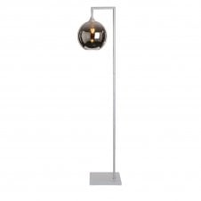 OPT Right Angled Floor Lamp in Silver with Globe Silver Shade