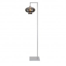 OPT Right Angled Floor Lamp in Silver with Mushroom Globe Silver Shade
