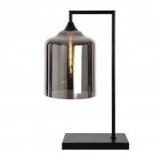 OPT Table Lamp in Black Wide Cylinder Silver Glass Shade