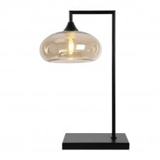 OPT Table Lamp in Black with Convex Cap Amber Glass Shade